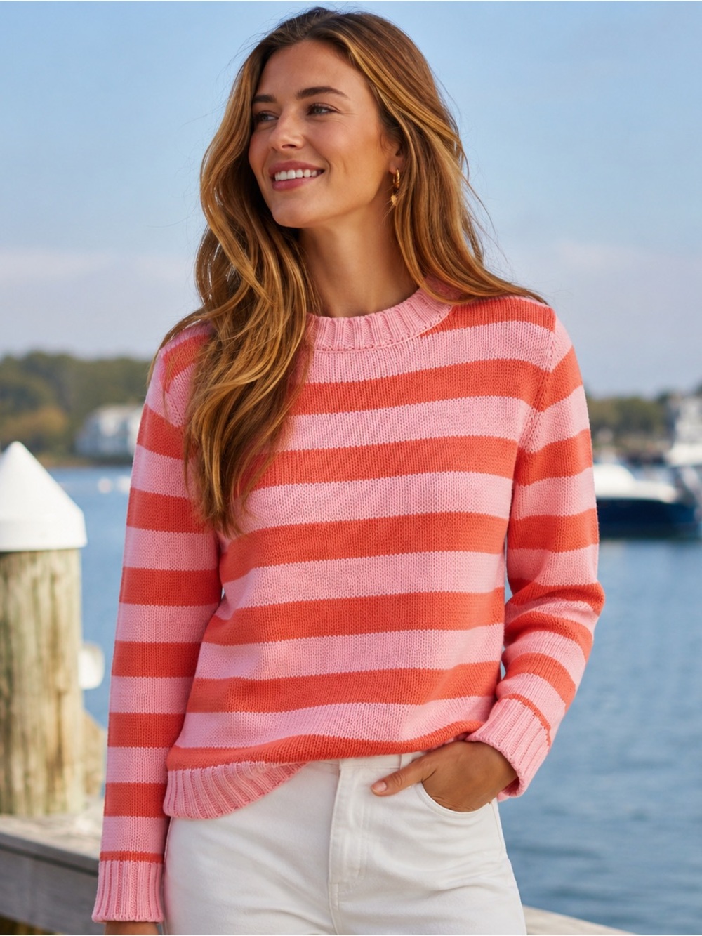 Kiel James Patrick Spinnaker Harbor Island Sweater Nautical Stripe Cotton sz XS